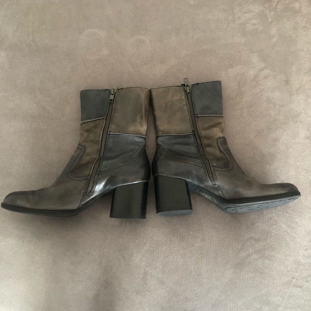 BORN genuine leather upper unique color tones boots. Pretty plaid lining.